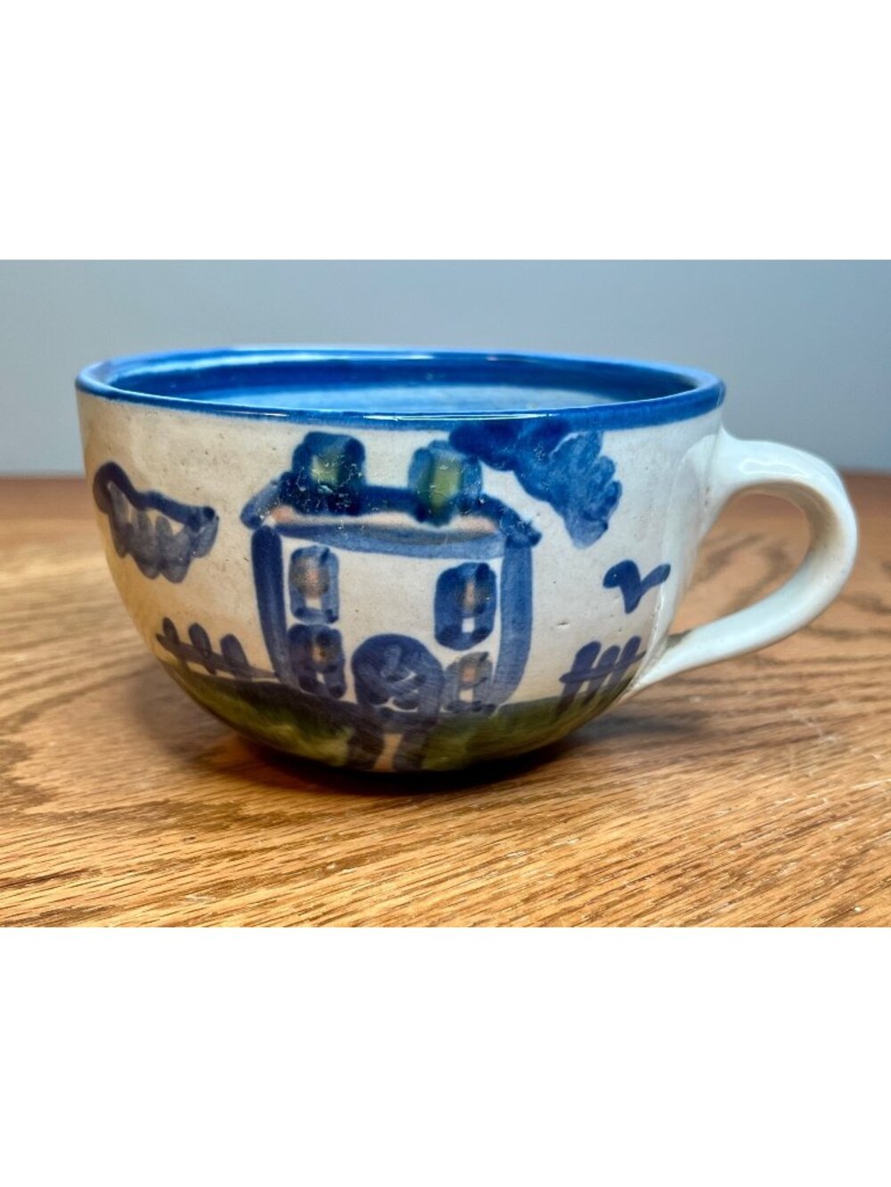 MA Hadley Country Scene Blue Coffee/ Tea Flat Cup House  Design
